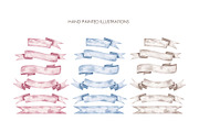Watercolor ribbon banners clipart, a Decorative Illustration by AquarelleSpace (Thumbnail 2 of 4)