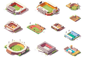 Vector Isometric Stadiums Set