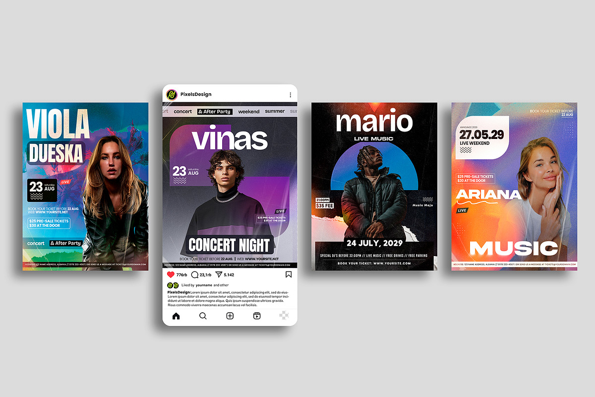 8 Event Instagram Flyers Templates, a Social Media Template by PixelsDesign (Photo 2 of 10)