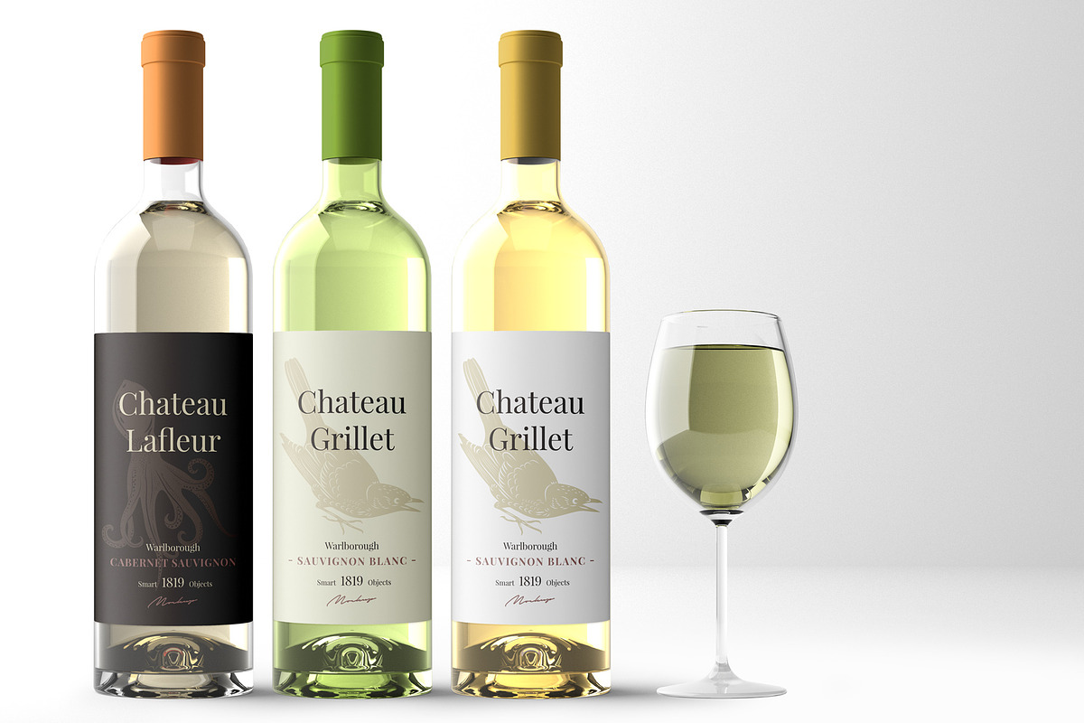 Wine Bottle Mockup Kit, a Merchandise Mockup by PSD Market (Photo 9 of 16)
