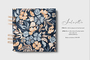 Navy Watercolor Floral Pattern, a Pattern Graphic by SirenaArt (Thumbnail 2 of 12)