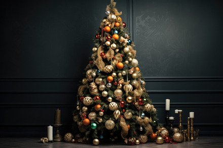 Christmas tree with decorations in a, a Photo by Iftikhar Alam