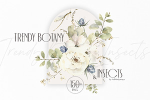 Trendy botany Watercolor collection