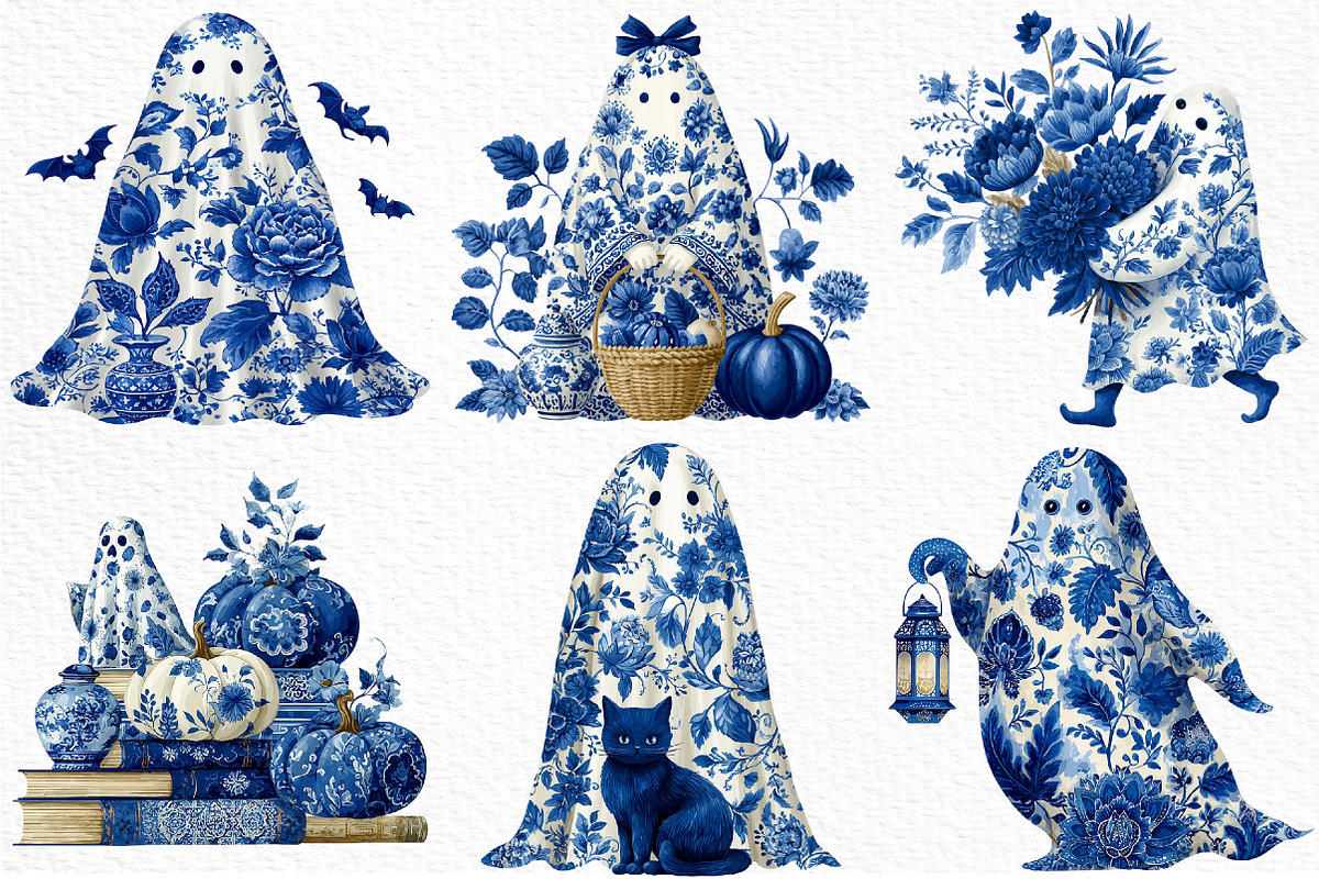 Whimsical Ghost Clipart Bundle, a Seasonal Illustration by Craft Nest (Photo 5 of 8)