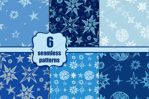 Seamless starry pattern set preview 6