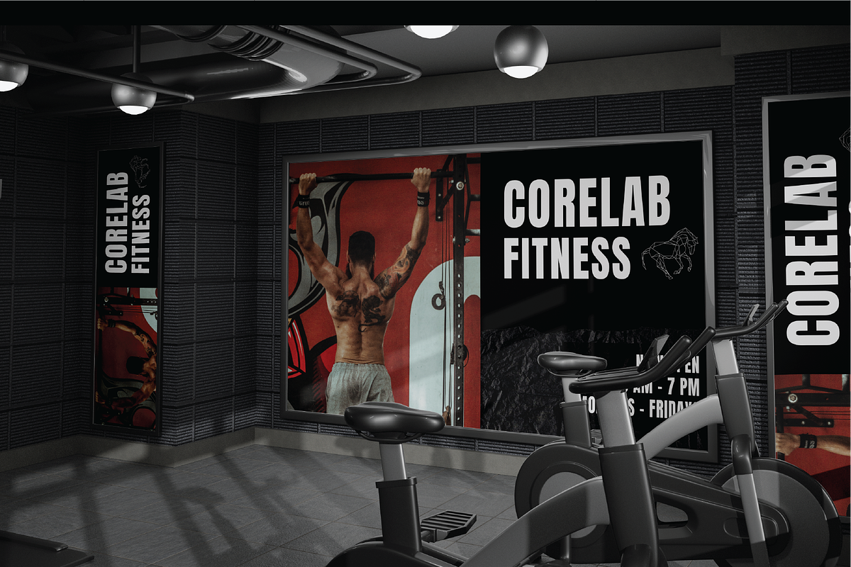 Modern Gym Poster Mockup, an Advertising Mockup by Dudukbersama (Photo 1 of 4)