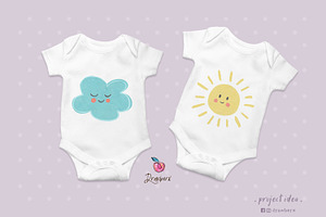 Baby Watercolor Sun Moon Cloud 125