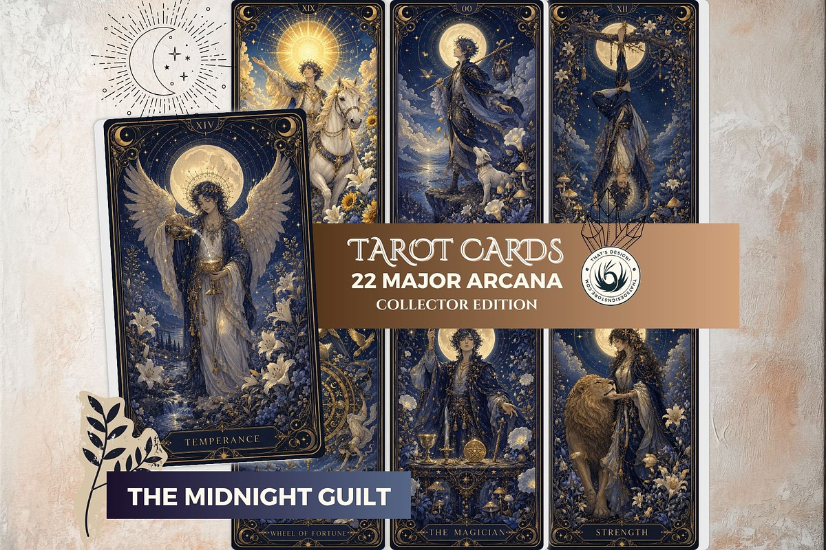 The Midnight Gilt Tarot Cards, a Decorative Illustration by ThatsDesignArt (Photo 1 of 10)