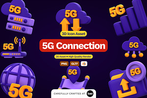 3D 5G Connection Icon