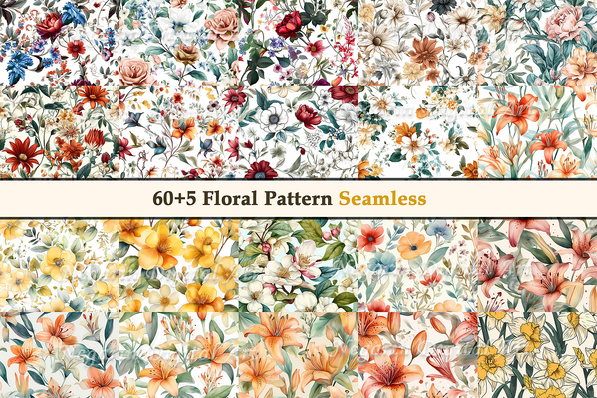 Watercolor Floral Pattern V2, a Texture Graphic by Negarin Digital Art (Photo 5 of 8)