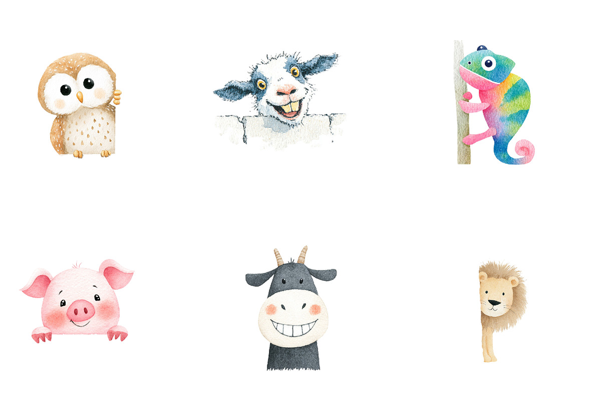Quirky animals peeking funny, an Illustration by CreationArt (Photo 2 of 5)