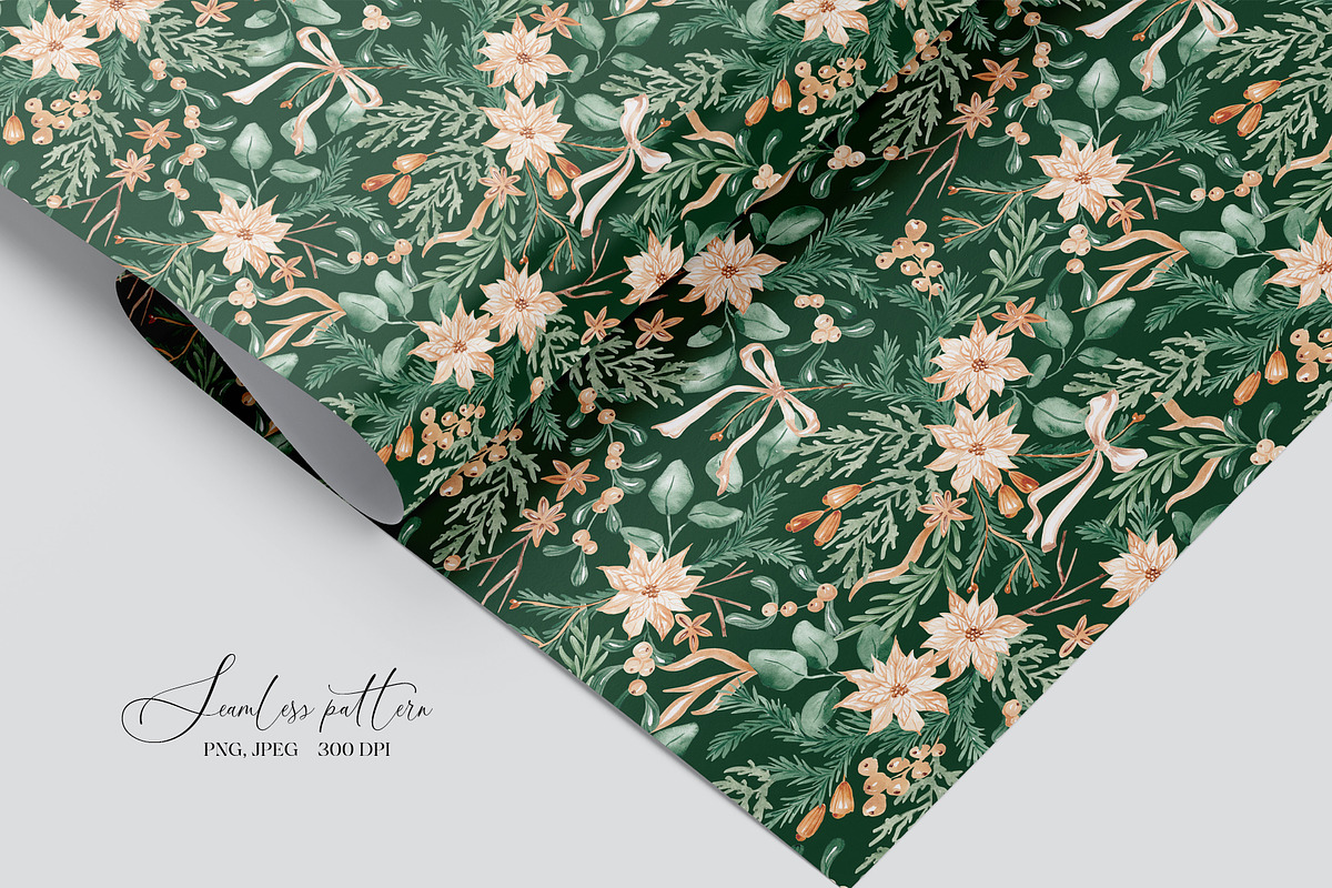 Festive Christmas Botanical Pattern, a Pattern Graphic by SirenaArt (Photo 9 of 15)