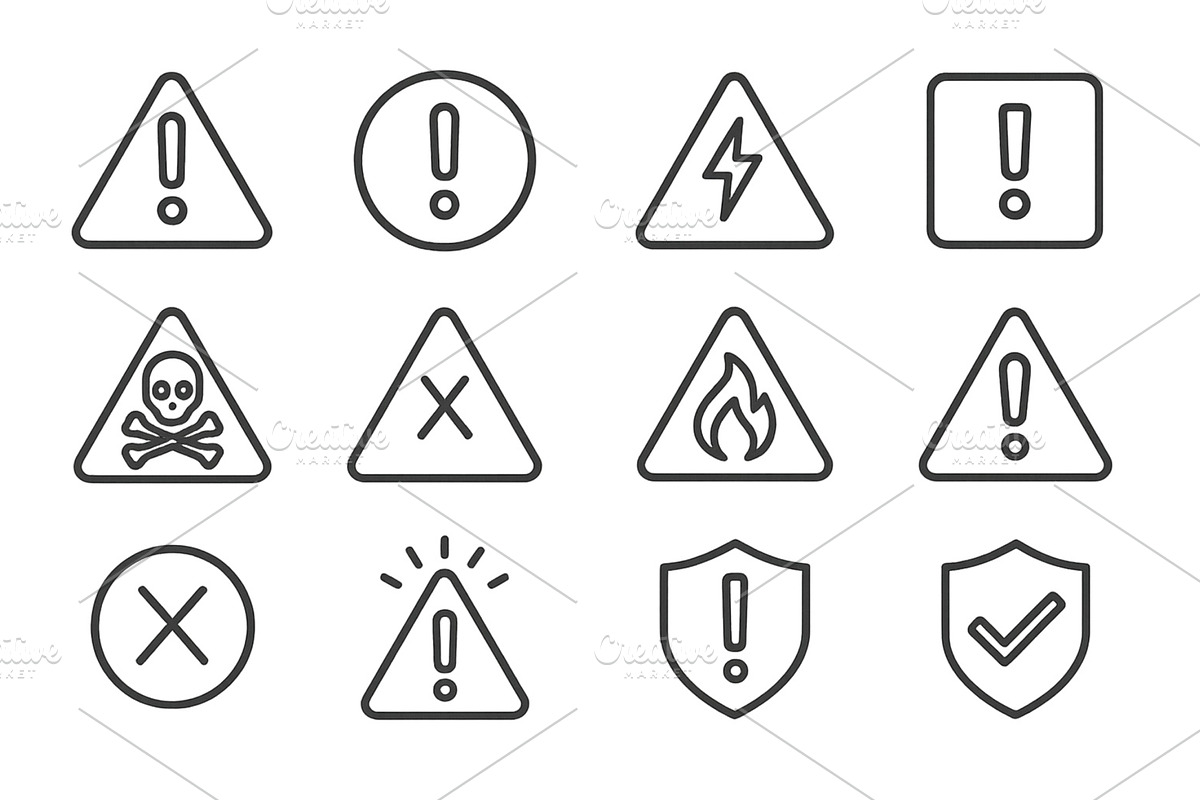 Various warning symbols in a vector, an Education Illustration by ZinetroN