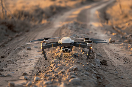 Military drone on a ground where fighting is taking place, a Technology Photo by AlyaAnd