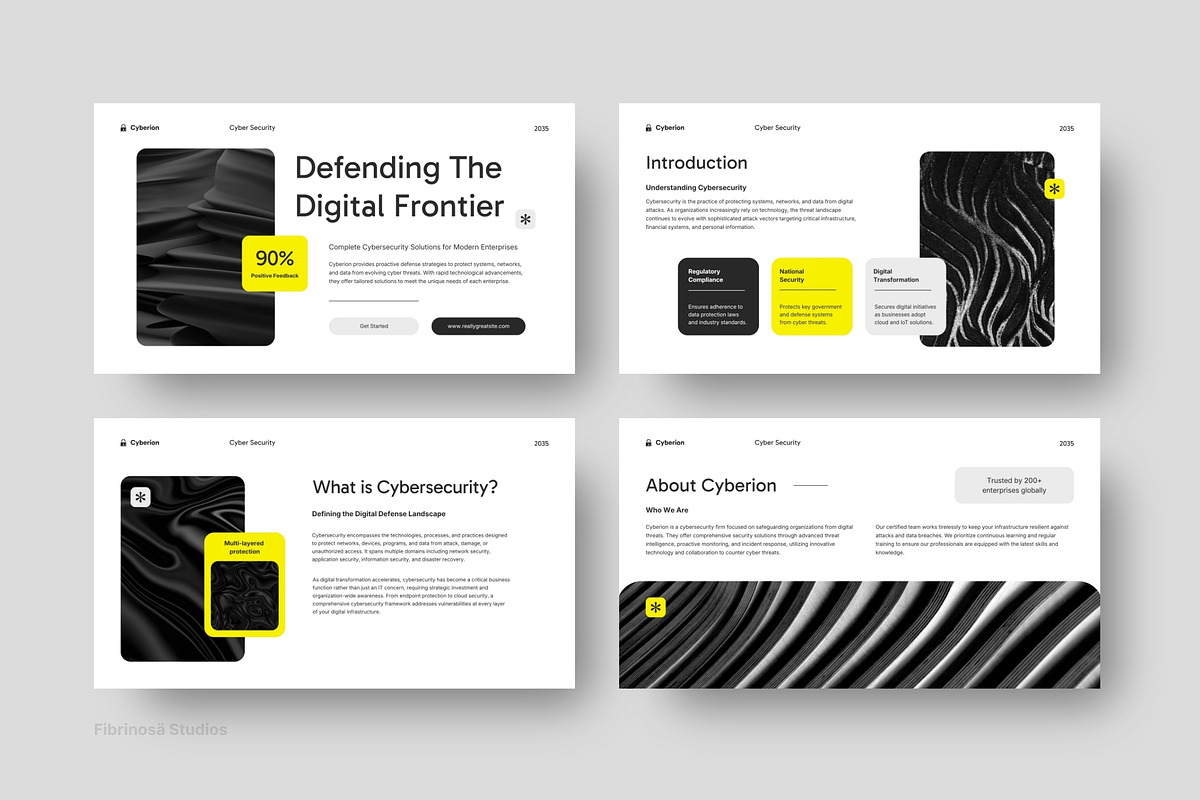 Cybersecurity Company Pitch Deck, a Presentation Template by FIBRINOSÄ (Photo 3 of 7)