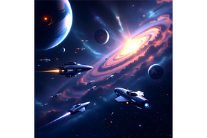 Space and Space Craft, a Technology Illustration by Sharon Schwalbe