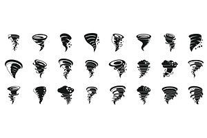 Cyclone twister cloud icons set. Big, an Object Illustration by Ylivdesign