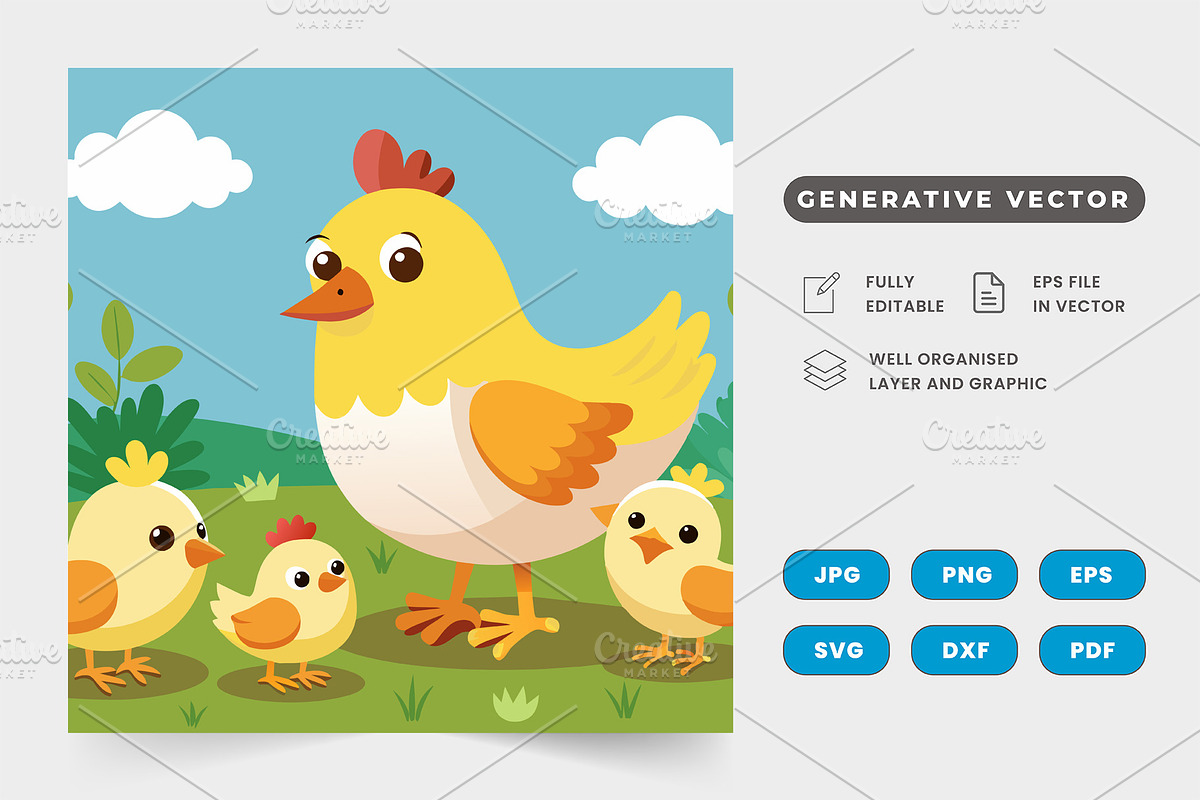 Chicks cheeping around their cluckin, a Graphic by SaroStock