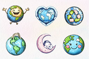 Cute Earth Clipart Sublimation, an Illustration by CreationArt (Thumbnail 2 of 5)