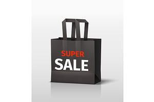 Black paper shopping bag with super, an Object Illustration by Vectorbuum