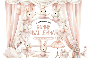 Bunny Ballerina Clipart, an Illustration by TatiMockup