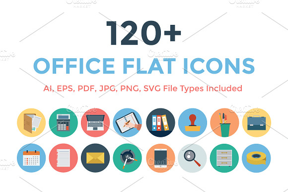 120 Office Flat Icons
