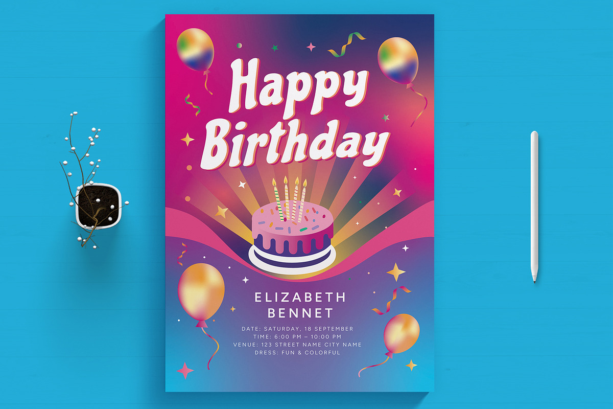 Happy Birthday Flyer, a Flyer Template by MightyDesign (Photo 1 of 8)