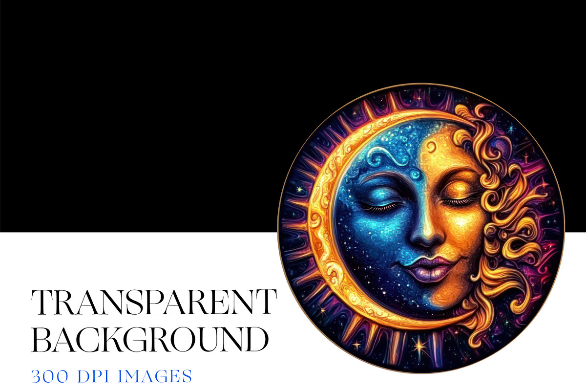Mystical Moon Clipart, Celestial Sun, a Decorative Illustration by BrushstrokeArtGB (Photo 7 of 9)