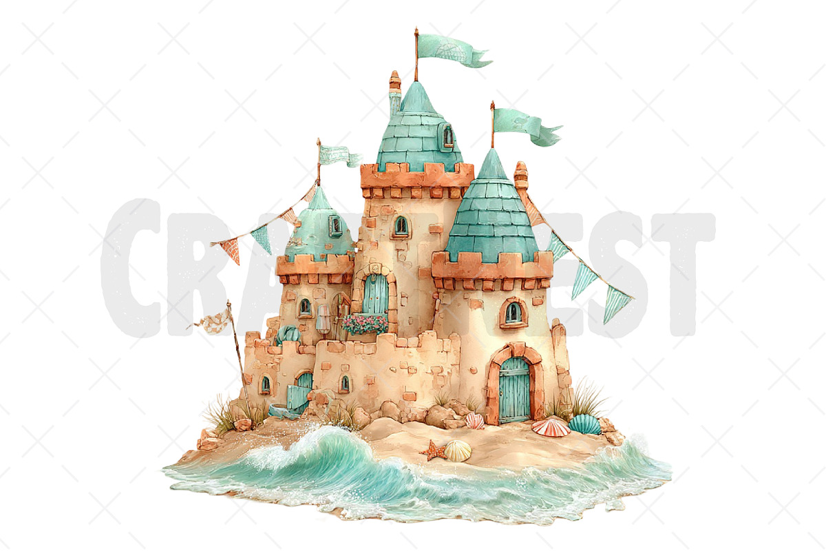 Whimsical Summer Sandcastle Clipart, an Illustration by Craft Nest (Photo 10 of 12)