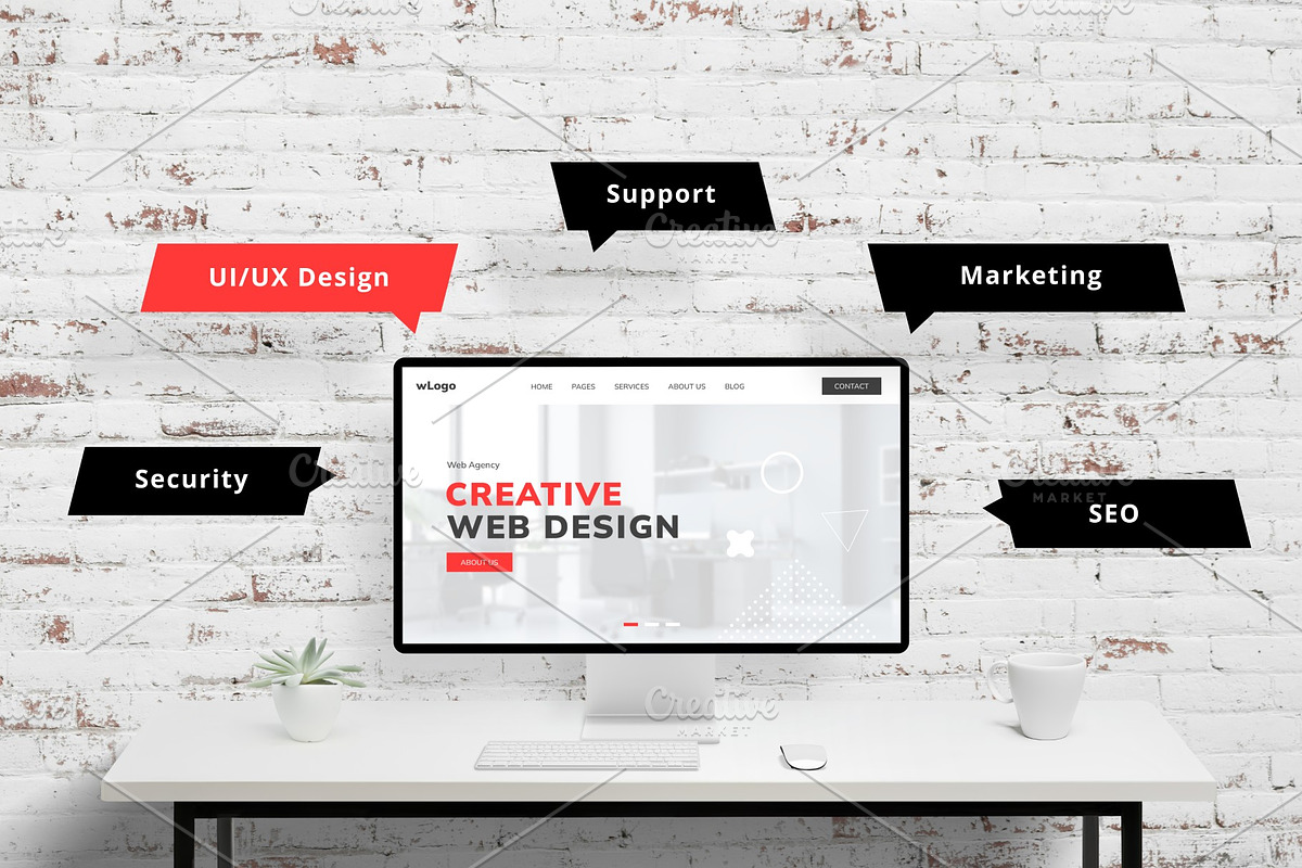 Web Agency Monitor Mockup, a Device Mockup by RSplaneta (Photo 1 of 2)