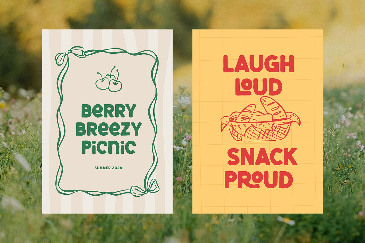 Cherry Chuckle - Chunky Hand Drawn, a Sans Serif Font by Imoodev (Photo 3 of 10)