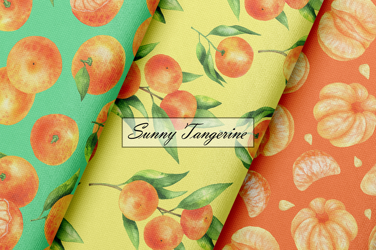 Tangerine Seamless Patterns, a Food Illustration by OlDm_Shop (Photo 6 of 10)