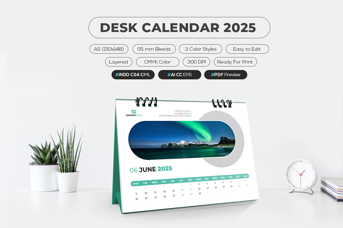A5 Desk Calendar 2025, a Stationery Template by MstArtwork (Photo 3 of 5)