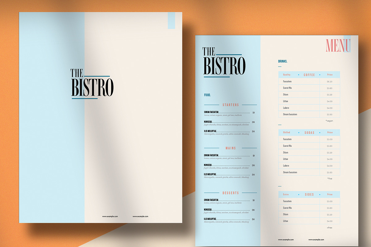 Blue and Beige Menu, a Templates & Theme by wavebreak