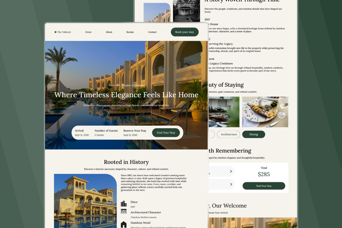 The Valmont - Heritage Hotel Landing, a Landing Page Template by trabaskriya (Photo 4 of 5)