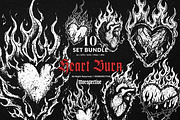 10 Bundle Dark Art Heart Burn Fire, an Illustration by Morspective (Thumbnail 1 of 7)