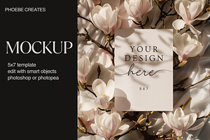 Magnolia 5x7 Wedding Mockup PSD, a Mockup by PhoebeCreates