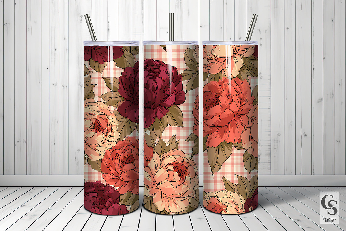 Retro Bold Peonies Seamless Pattern, a Pattern Graphic by Creative Store (Photo 5 of 5)