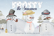 Snowman Scene Creator & Clipart, an Animal Illustration by The Autumn Rabbit Ltd (Thumbnail 1 of 7)
