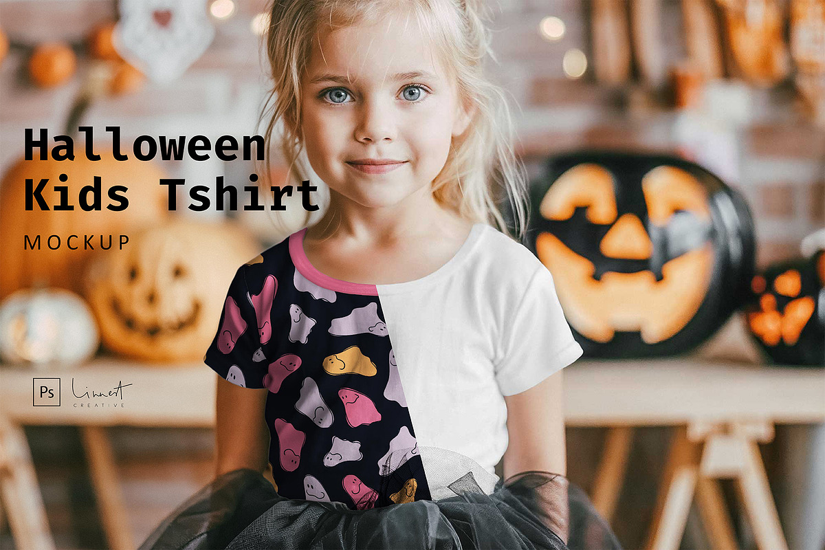 Halloween Kids Tshirt Mockup, a Shirt Mockup by LinnestCreative (Photo 1 of 5)