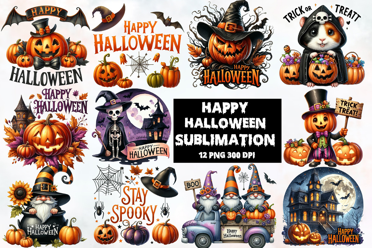 Happy Halloween Sublimation Bundle, an Illustration by Designworld (Photo 1 of 8)