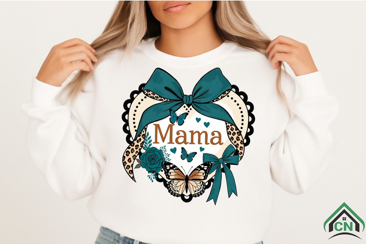 Mama Floral Leopard Bow PNG, an Illustration by Craft Nest (Photo 2 of 4)