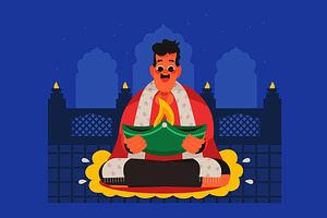Flat Diwali Full Illustration, an Illustration by graphicook