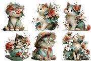 Whimsical Summer Cats Clipart, an Illustration by DreamArtGraphic (Thumbnail 3 of 5)