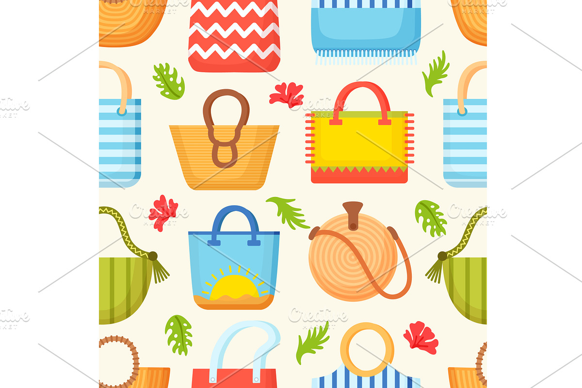 Beach bags seamless pattern, an Object Illustration by Valerie Bodnar
