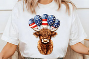 Patriotic Highland Cow Clipart PNG, an Illustration by designcity5 (Thumbnail 3 of 5)