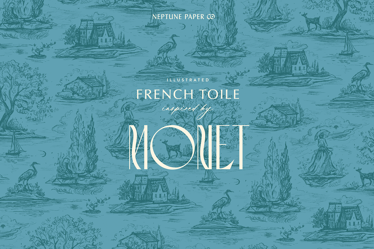 Hand Drawn French Toile, a Pattern Graphic by Neptune Paper Co. (Photo 1 of 3)