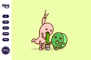 Simple Stomach and Gastric Medicine, a Healthcare Illustration by Satisfactoons