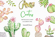 Watercolor Cactus Clipart, an Object Graphic by SvetaArtStore (Thumbnail 1 of 6)