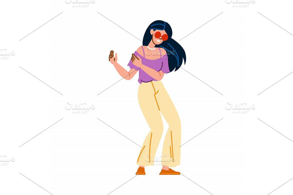 Young woman dancing with sunglasses, a Person Illustration by pikepicture